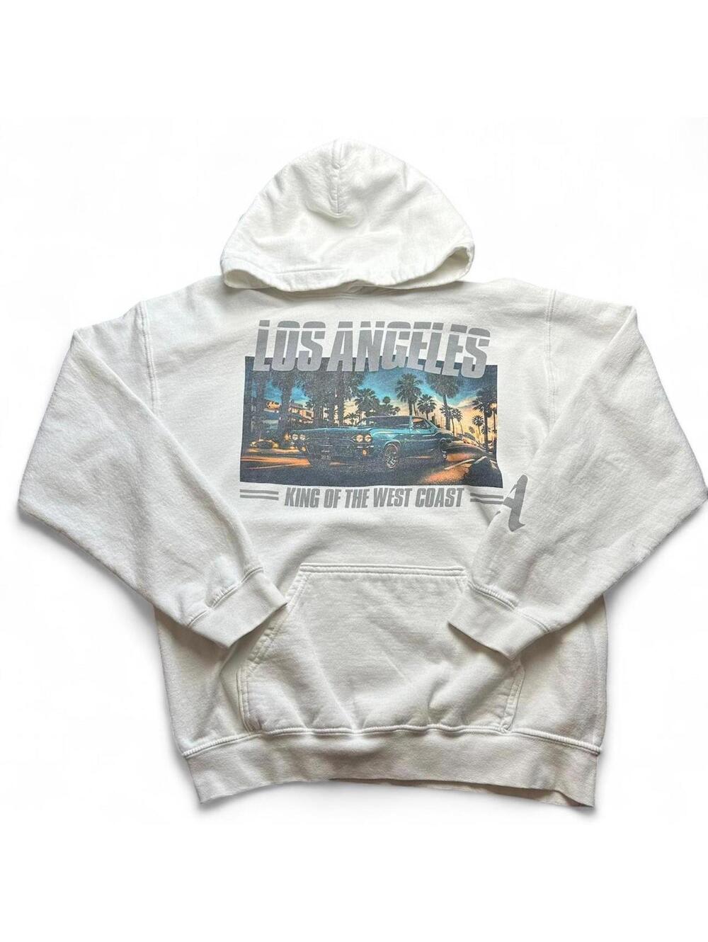 White LA "King of the West Coast" Graphic Hoodie - Small